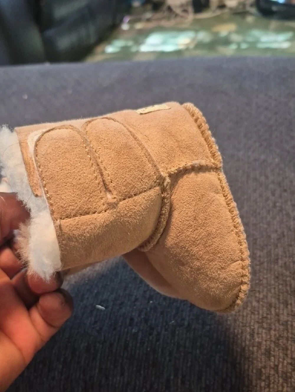 UGG Kids Shearling Lined Suede Boots in Tan